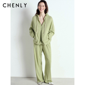 不退不换！尘衣｜25春夏小众正单连帽莫代尔混纺套装