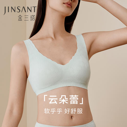 金三塔真丝文胸桑蚕丝轻薄透气背心式无钢圈优雅蕾丝无痕文胸女/文胸内裤套  NZFFC309 商品图0