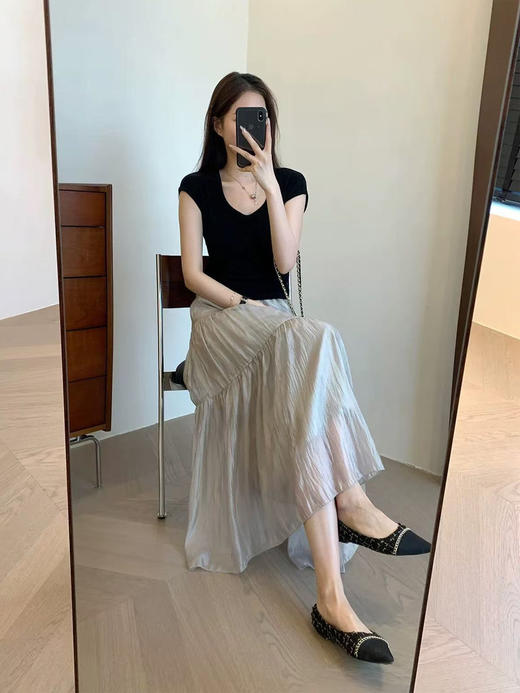 【百图lulu定制】【珠光纱影半裙】轻薄的质地如同“轻纱薄幔”  轻盈飘逸，穿起来不闷汗不黏腻 半裙 商品图10