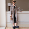 谜底细格纹风衣女士2025春新款复古翻领宽松双排扣外套257ME7301 商品缩略图0
