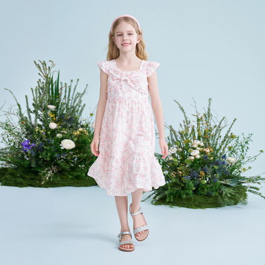 mettekids儿童连衣裙2025夏季新款女童法式淑女甜美裙碎花公主裙 商品图5