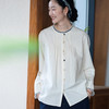 牧衣游原创 打条汉麻棉衬衫新品通勤轻薄白色休闲百搭衬衣 未眠夜 商品缩略图0