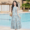 【专属特价】熙世界民族风无袖挂脖连衣裙女夏日新款波西米亚复古印花露肩长裙 商品缩略图0