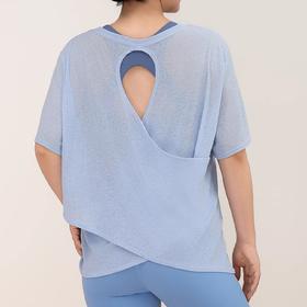 跃牌【安琪拉系列】夏季竹节纱女镂空美背宽松瑜伽罩衫透气轻盈大码T恤休闲运动短袖DX3323