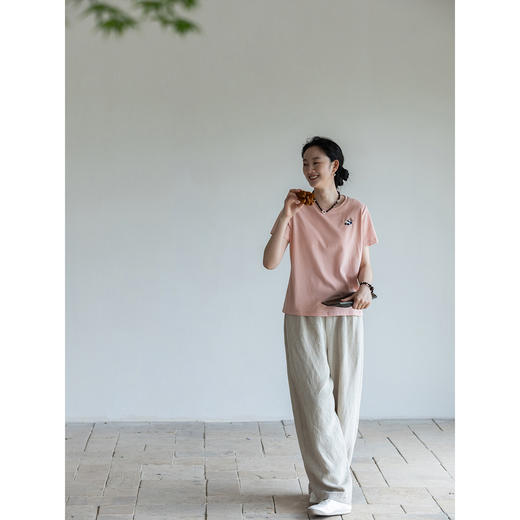 牧衣游原创 亚麻净色长裤新款透气清凉随性宽松百搭休闲裤 归屿 商品图2