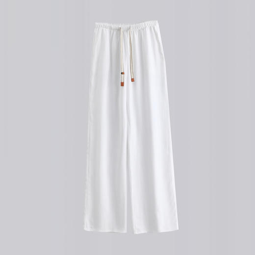 百媚生 棉亚麻女阔腿裤通勤直筒裤8240123 商品图0