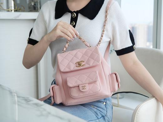 香奈儿 23K新款 坦克Duma 双肩包书包大号 浅粉（LZ） 商品图2