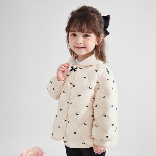 笛莎Deesha 童装女童外套2025冬新款女童蝴蝶结绣花春亚纺绗棉翻领棉服 商品图1