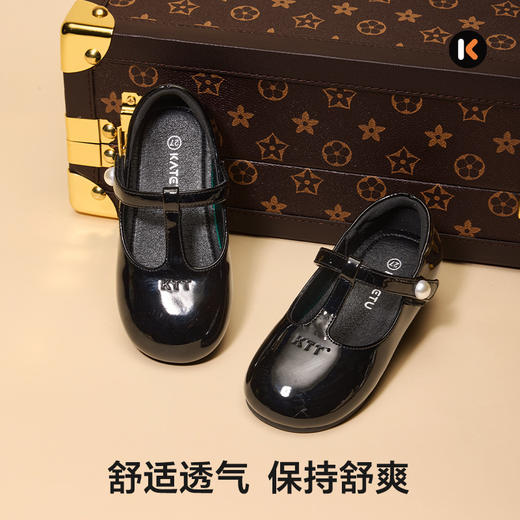 卡特兔女童公主鞋2025秋季新品单鞋软底宝宝黑色小皮鞋女童演出鞋 商品图4