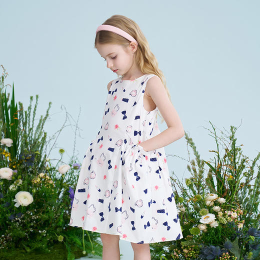 mettekids儿童连衣裙2025夏季新款女童A版印花裙中大童纯棉公主裙 商品图2