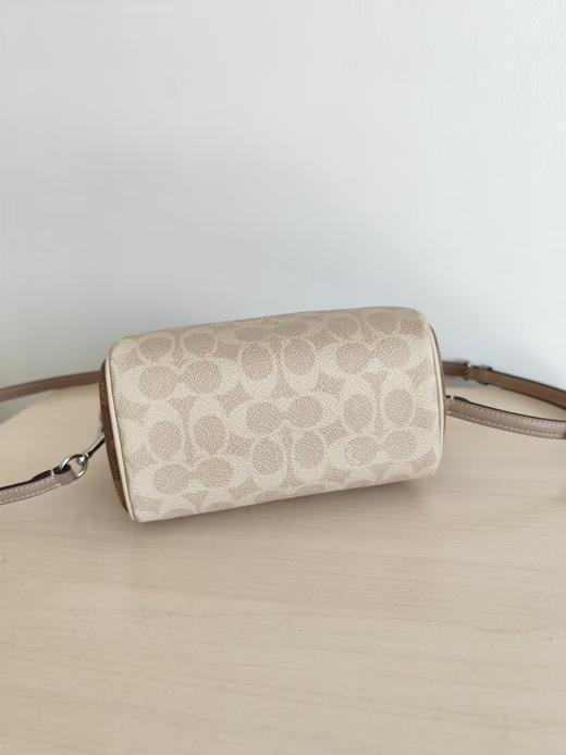 COACH蔻驰可拆卸肩带 PVC 波士顿包单肩斜挎手提包 小号 女款 奶茶色（CB） 商品图3