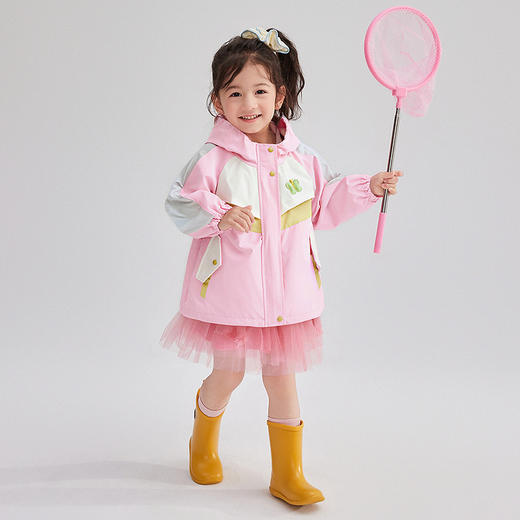 笛莎Deesha 童装女童外套2025冬新款女童甜美撞色连帽外套 商品图2