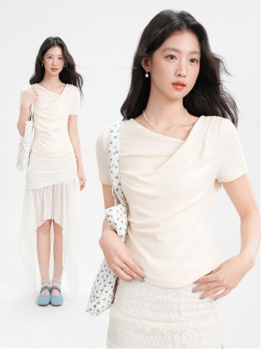 🌸夏日慵懒感爆棚！这件☺️【Avann韩系纯欲辣妹荡领性感露肩短袖T恤】也太绝了吧!🔥半开领超显气质，随便一穿就是ins博主同款‼️‼️  商品图0