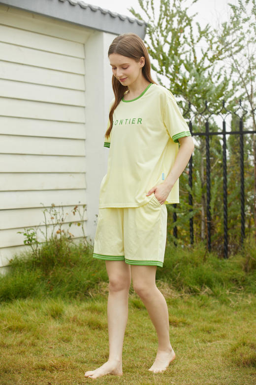 【满2件/99元】【秀黛】女撞色休闲短袖套装女士夏季睡衣家居服L2551054T【门店同款】【如遇缺货自动退款，介意勿拍】 商品图5