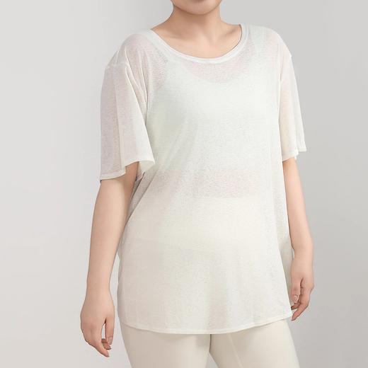 跃牌【安琪拉系列】夏季竹节纱女镂空美背宽松瑜伽罩衫透气轻盈大码T恤休闲运动短袖DX3323 商品图3