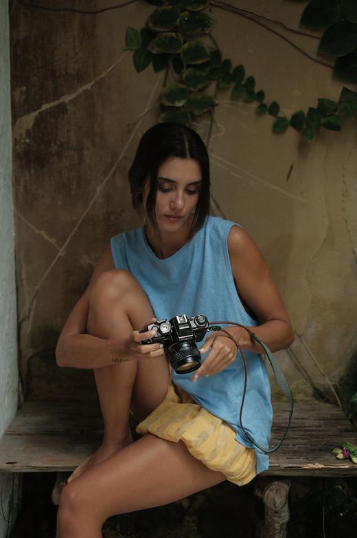 天空蓝“小男孩”棉麻无袖背心 商品图5