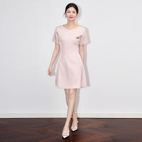 「高货wl」全新升级【铂金会员358/天猫479/差价121】(01416)洛诗琳高级感气质圆领提花连衣裙2025夏季修身显瘦裙子