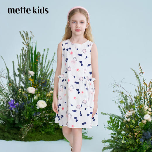 mettekids儿童连衣裙2025夏季新款女童A版印花裙中大童纯棉公主裙 商品图0
