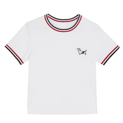 「自」全新升级【铂金会员109/天猫149/差价40】(94030)洛诗琳时尚减龄刺绣针织T恤2025宽松显瘦冰丝短袖上衣女 商品图4