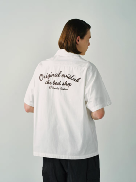 Evistub/E-5CCS132/全棉保龄球短袖衬衫男夏