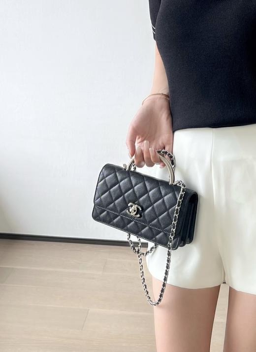 香奈儿 25P春夏 金属手柄风琴包 黑色（LZ） 商品图9