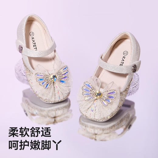 卡特兔女童公主鞋2025秋季新品闪灯鞋水晶软底女孩礼服鞋演出鞋 商品图4
