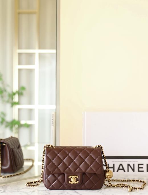 香奈儿  24K 新色金球方胖子 复古棕色 口盖包（LZ） 商品图1
