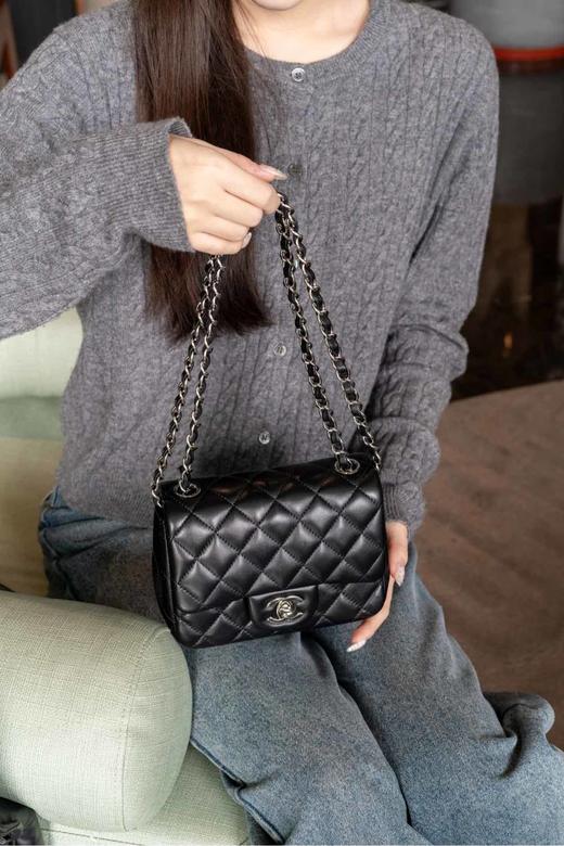 香奈儿 经典Classic Flap」经典口盖包 黑羊/牛银合集 方胖子斜挎包（LZ） 商品图10