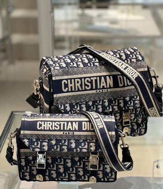 迪奥-老花满印刺绣 织物 信使包邮差包盒子包手提斜挎  女款蓝色（LZ） 商品图2