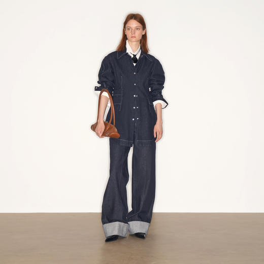 lost in echo2025早秋新款沙漏型收腰修身原色牛仔外套高腰短裙女 商品图0