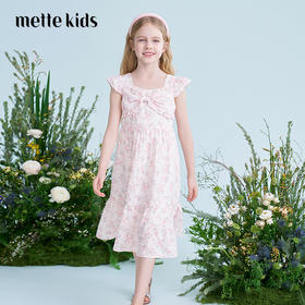 mettekids儿童连衣裙2025夏季新款女童法式淑女甜美裙碎花公主裙