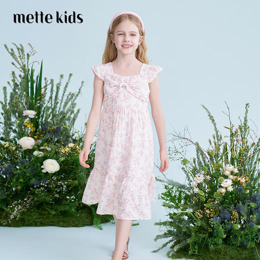 mettekids儿童连衣裙2025夏季新款女童法式淑女甜美裙碎花公主裙 商品图0