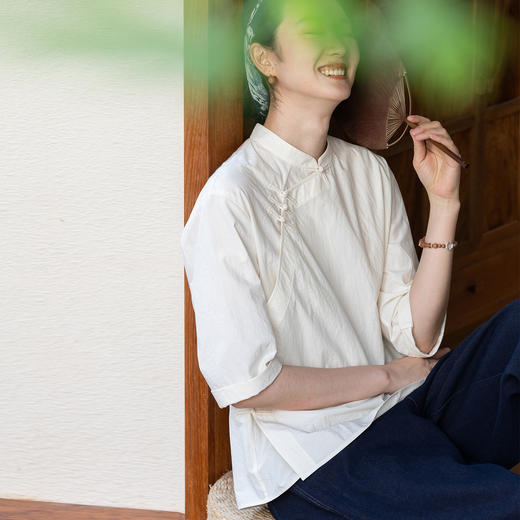 牧衣游原创 汉麻棉净色短外套新品质朴复古文艺百搭开衫 风与诗 商品图0