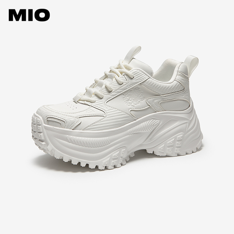 MIO米奥厚底小白鞋圆头运动鞋时尚休闲增高6cm女鞋M254586911