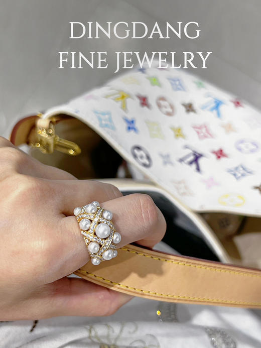 极光akoya珍珠  D1.06钻石戒指 商品图2