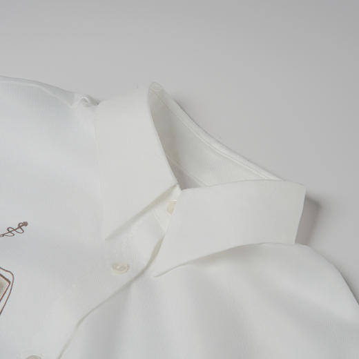 谜底白衬衫长袖女2025秋季新款通勤风宽松印花廓形衬衣257MC7719 商品图3