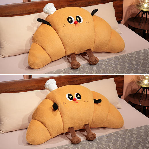 自然醒趣味牛角包床头大靠背沙发靠垫学生宿舍枕头床上看书护腰垫靠枕QYL 商品图6