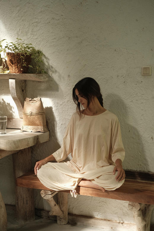 匹马棉桑蚕丝OVERSIZE自然边T恤衫 商品图5