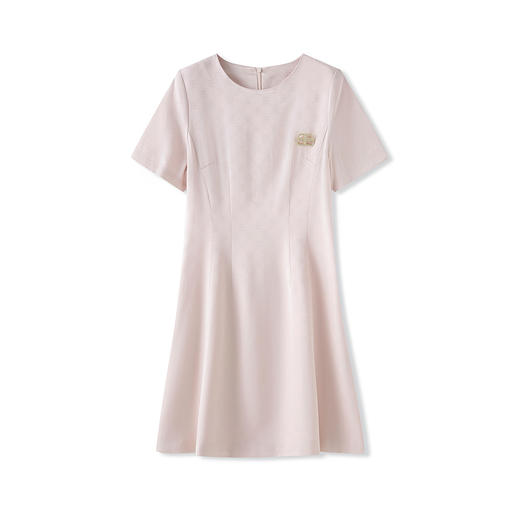 「高货wl」全新升级【铂金会员358/天猫479/差价121】(01416)洛诗琳高级感气质圆领提花连衣裙2025夏季修身显瘦裙子 商品图4