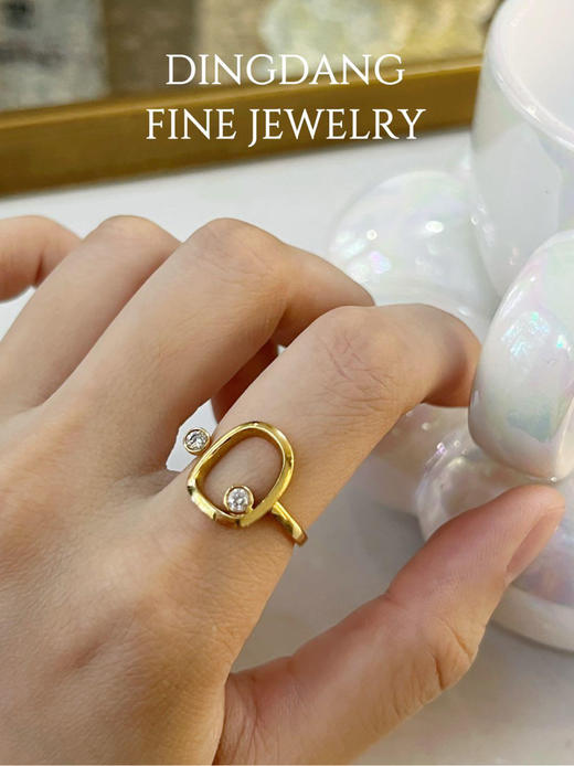 设计款 18k金 双钻点缀 戒指 商品图3