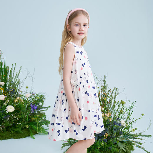 mettekids儿童连衣裙2025夏季新款女童A版印花裙中大童纯棉公主裙 商品图3