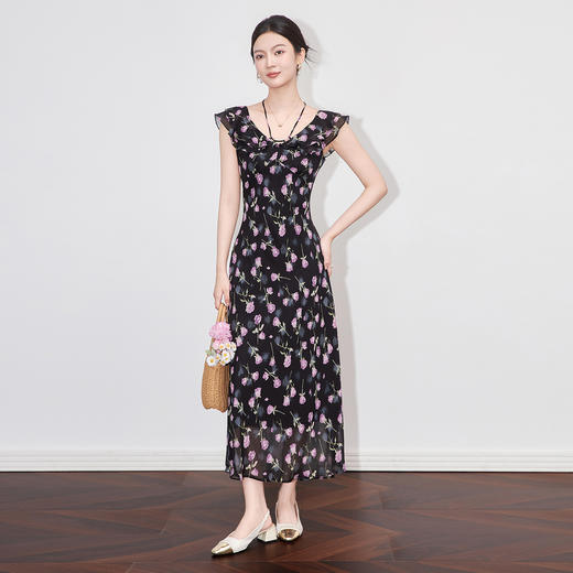 「高货wl」全新升级【铂金会员321/天猫429/差价108】(90028)洛诗琳法式浪漫印花裙2025夏季设计感收腰显瘦连衣裙女 商品图0