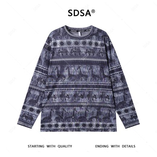 T4261SDSA夏季新款男士痞帅潮牌动物图案设计圆领长袖T恤时尚百搭上衣 商品图1