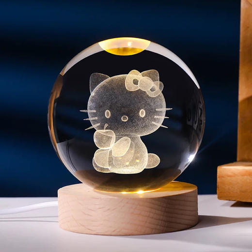 梦幻独角兽内雕水晶球发光小夜灯桌面摆件创意礼品小号（图案随机） 商品图3
