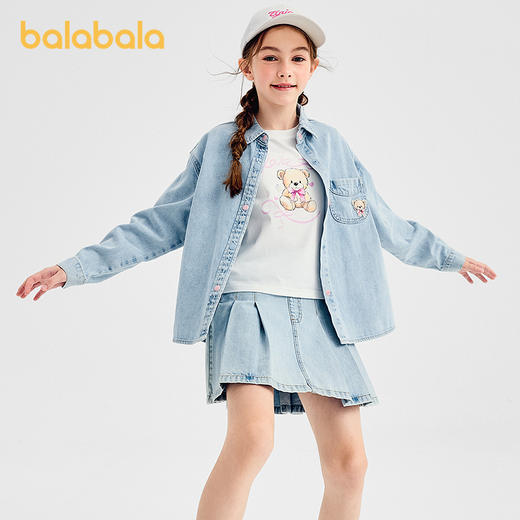 【商场同款】巴拉巴拉女童衬衫儿童长袖2025新款秋全棉牛仔衫舒适 商品图2