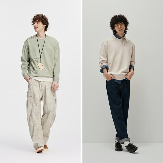 [商场同款]森马卫衣男仿麂皮绒印花圆领上衣2025新款秋装休闲时尚 商品图4