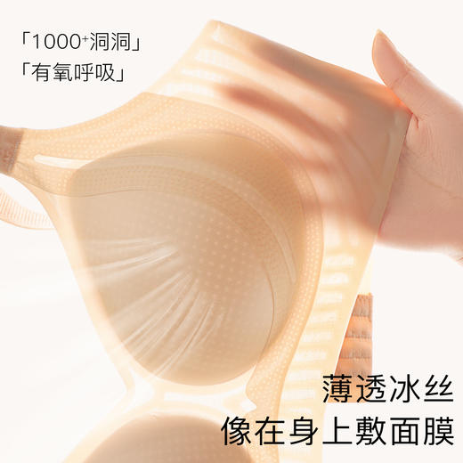 【隐形粉底肤】大码内衣女无痕冰丝透气提拉防垂收副乳固定杯文胸Y127若丝透感 商品图3