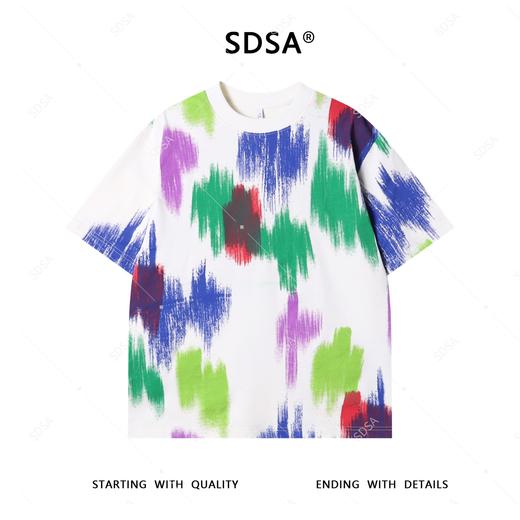 T4309SDSA夏季新款男士痞帅韩系彩色印花圆领短袖T恤简约休闲时尚上衣 商品图1