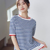 清爽撞色条纹简约针织衫T恤，夏季轻薄凉感短袖上衣 商品缩略图3