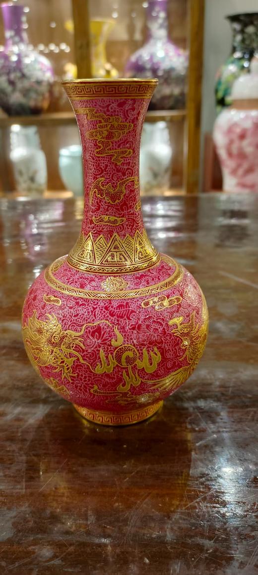 原矿胭脂红宫廷龙凤呈祥系列赏瓶 商品图3